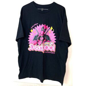 Deadpool Barbie T-shirt Wade Wilson Graphic Tee XL Gilden Marvel Pink Black Barb